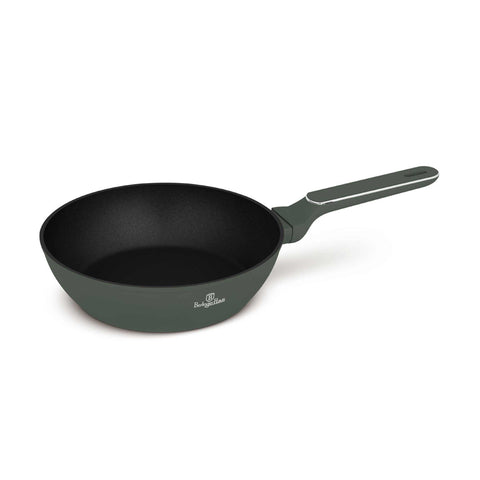 Product image of 10pcs cookware set. Part of the Matte Green Collection . Features: • Material: forged aluminum with non-stick titanPro coating • Include: • Frypan Ø20*4,2 cm 1,0L • Deep frypan Ø24*6,5 cm 2,3L • Casserole with (str.... (Studio view). Official Berlinger Haus product, boosted by Promintra sl.