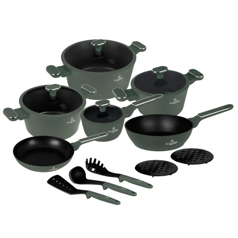  BH/8208,BH/8208N, Juego de utensilios de cocina de 15 piezas, Verde mate, Juego de utensilios de cocina de 15 piezas, Nuevo diseño de mango, Juego de utensilios de cocina, Ollas, Juego de ollas, Ollas y sartenes, Juego de ollas y sartenes, Juego, Utensilios de cocina, Cocinar, Utensilios de cocina, Ollas y cacerolas