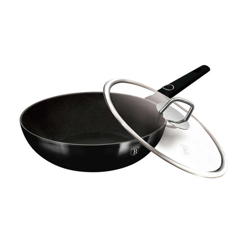  BH/8218, Wok con tapa 28cm, Negro brillante, Wok 28 cm con tapa, Wok, Wok con tapa, Batería de cocina, Cocina, Sartenes