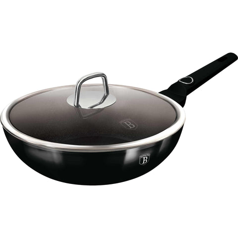 wok, wok con tapa, utensilios de cocina, cocinar,wok de 28 cm, negro brillante, NUEVO,BH/8218