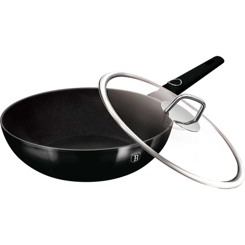 wok, wok con tapa, utensilios de cocina, cocinar,wok de 28 cm, negro brillante, NUEVO,BH/8218