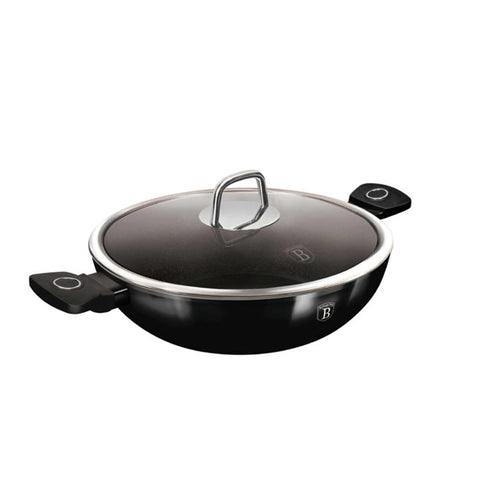  BH/8219, Wok con tapa 30cm, Negro brillante, Wok 30 cm con tapa, Wok, Wok con tapa, Batería de cocina, Cocina, Sartenes