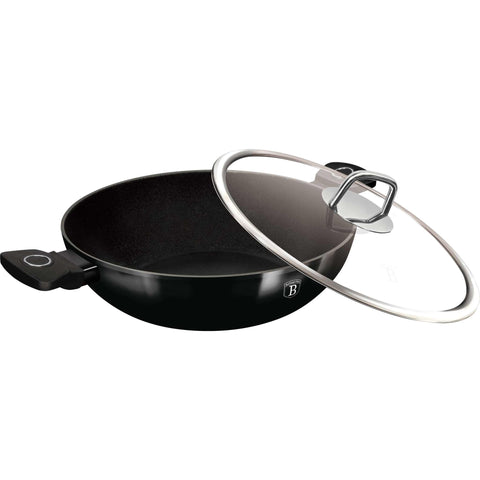 wok, wok con tapa, utensilios de cocina, cocinar,wok de 30 cm con tapa,negro brillante,NUEVO,BH/8219