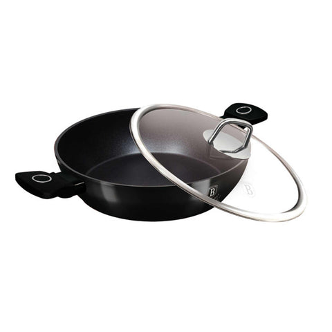  BH/8223, Olla baja con tapa de 30 cm, Negro brillante, Olla baja de 30 cm, Olla baja, Olla baja con tapa, Olla, Utensilios de cocina, Cocina, Ollas y cazuelas