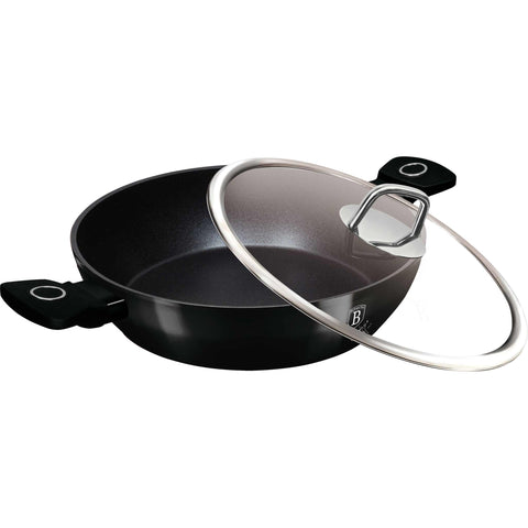 olla baja, olla baja con tapa, olla, utensilios de cocina, cocinar, olla baja de 30 cm, negro brillante, NUEVO, BH/8223