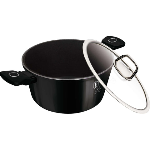 Cacerola, olla, cacerola con tapa, batería de cocina, cocinar,cacerola de 20 cm,negro brillante,NUEVO,BH/8224