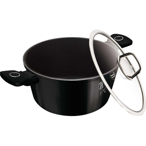 Cacerola, olla, cacerola con tapa, batería de cocina, cocinar,cacerola de 24 cm,negro brillante,NUEVO,BH/8225