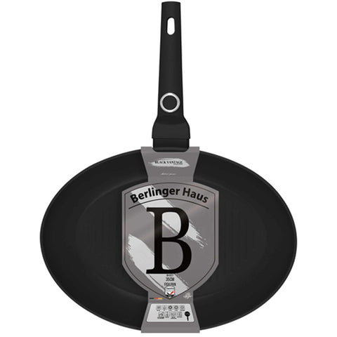  BH/8227, Sartén para pescado 35x25cm, Negro brillante, Sartén para pescado, Sartén para parrilla, Sartén, Sartenes