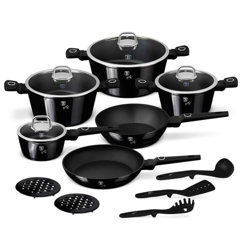  BH/8232, juego de utensilios de cocina de 15 piezas, negro brillante, juego de utensilios de cocina de 15 piezas, juego de utensilios de cocina, ollas, juego de ollas, ollas y sartenes, juego de ollas y sartenes, juego, herramientas de cocina, cocina, utensilios de cocina, ollas y cazuelas