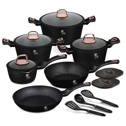 BH/8234N, BH/8234, BH/8363, juego de utensilios de cocina de 15 piezas, negro, oro rosa, juego de utensilios de cocina de 15 piezas, juego de utensilios de cocina, ollas, juego de ollas, ollas y sartenes, juego de ollas y sartenes, juego, herramientas de cocina, cocina, utensilios de cocina, ollas y cazuelas