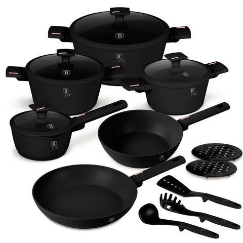  BH/8246N, juego de utensilios de cocina de 15 piezas, negro, oro rosa, juego de utensilios de cocina de 15 piezas, juego de utensilios de cocina, ollas, juego de ollas, ollas y sartenes, juego de ollas y sartenes, juego, herramientas de cocina, cocina, utensilios de cocina, ollas y cazuelas