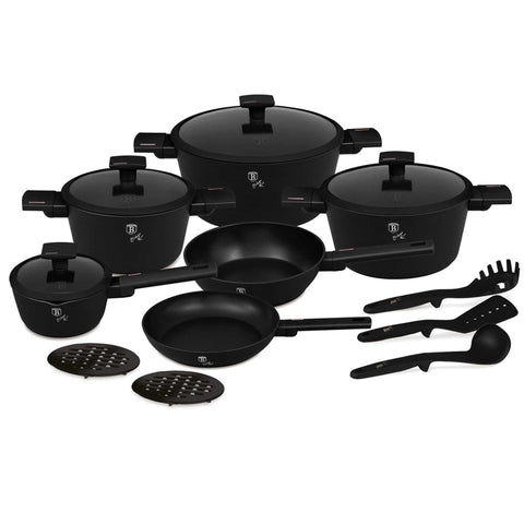  BH/8246N, juego de utensilios de cocina de 15 piezas, negro, oro rosa, juego de utensilios de cocina de 15 piezas, juego de utensilios de cocina, ollas, juego de ollas, ollas y sartenes, juego de ollas y sartenes, juego, herramientas de cocina, cocina, utensilios de cocina, ollas y cazuelas