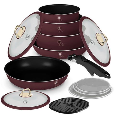 BH/8250,BH/8250N,Juego de utensilios de cocina de 12 piezas, Burdeos mate,Juego de utensilios de cocina de 12 piezas, asa con cierre a presión, utensilios de cocina inteligentes, juego de utensilios de cocina, ollas y sartenes, juego de ollas y sartenes, juego, cierre a presión, cocina, utensilios de cocina, ollas y cacerolas