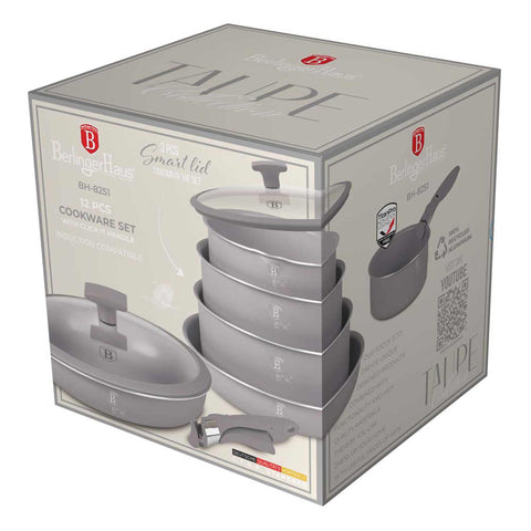 BH/8251,BH/8251N, juego de utensilios de cocina de 12 piezas, color topo mate, juego de utensilios de cocina de 12 piezas a., mango de clic, utensilios de cocina inteligentes, juego de utensilios de cocina, ollas y sartenes, juego de ollas y sartenes, juego, clic, cocina, utensilios de cocina, ollas y cazuelas