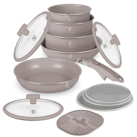 BH/8251N, BH/8251, juego de utensilios de cocina de 13 piezas, color topo mate, juego de utensilios de cocina de 13 piezas, mango de clic, utensilios de cocina inteligentes, juego de utensilios de cocina, ollas y sartenes, juego de ollas y sartenes, juego, clic, cocina, utensilios de cocina, ollas y cacerolas