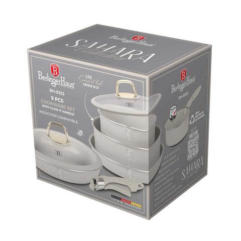  BH/8253,BH/8253N, juego de utensilios de cocina de 9 piezas, crema mate, juego de utensilios de cocina de 9 piezas, mango de clic, utensilios de cocina inteligentes, juego de utensilios de cocina, ollas y sartenes, juego de ollas y sartenes, juego, clic, cocina, utensilios de cocina, ollas y cacerolas
