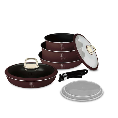  BH/8254,BH/8254N, juego de utensilios de cocina de 9 piezas, color burdeos mate, juego de utensilios de cocina de 9 piezas, mango de clic, utensilios de cocina inteligentes, juego de utensilios de cocina, ollas y sartenes, juego de ollas y sartenes, juego, clic, cocina, utensilios de cocina, ollas y cacerolas