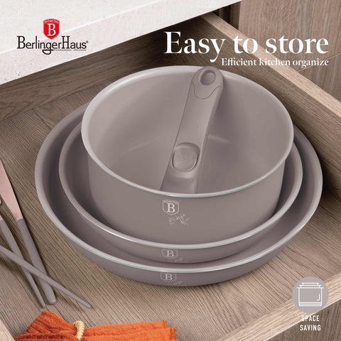  BH/8255,BH/8255N, juego de utensilios de cocina de 9 piezas, color topo mate, juego de utensilios de cocina de 9 piezas, mango de clic, utensilios de cocina inteligentes, juego de utensilios de cocina, ollas y sartenes, juego de ollas y sartenes, juego, clic, cocina, utensilios de cocina, ollas y cazuelas