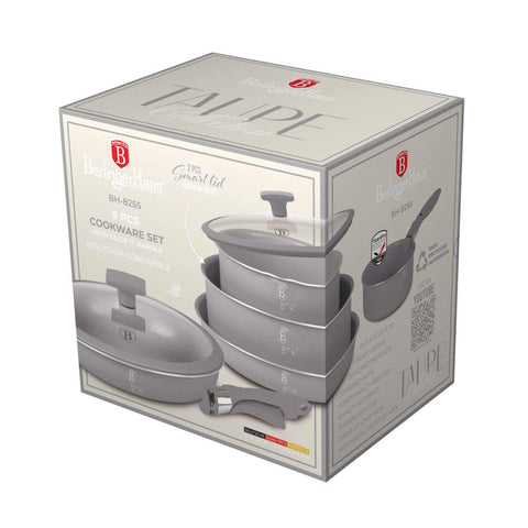 BH/8255,BH/8255N, juego de utensilios de cocina de 9 piezas, color topo mate, juego de utensilios de cocina de 9 piezas, mango de clic, utensilios de cocina inteligentes, juego de utensilios de cocina, ollas y sartenes, juego de ollas y sartenes, juego, clic, cocina, utensilios de cocina, ollas y cazuelas