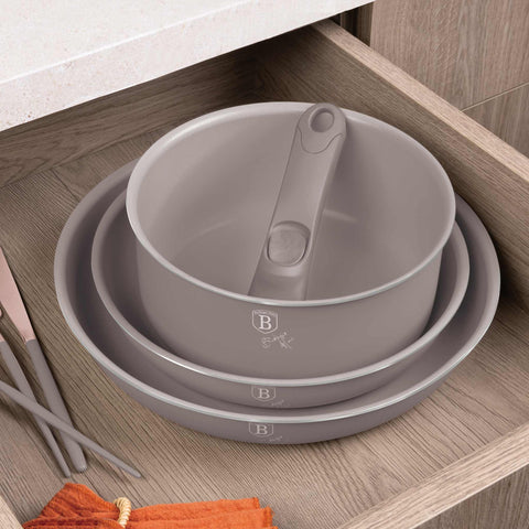 BH/8255,BH/8255N, juego de utensilios de cocina de 9 piezas, color topo mate, juego de utensilios de cocina de 9 piezas, mango de clic, utensilios de cocina inteligentes, juego de utensilios de cocina, ollas y sartenes, juego de ollas y sartenes, juego, clic, cocina, utensilios de cocina, ollas y cazuelas
