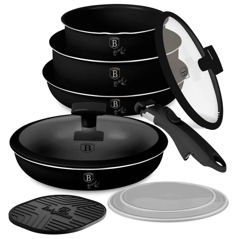  BH/8257, BH/8257N, juego de utensilios de cocina de 9 piezas, negro, plateado, juego de utensilios de cocina de 9 piezas, mango de clic, utensilios de cocina inteligentes, juego de utensilios de cocina, ollas y sartenes, juego de ollas y sartenes, juego, clic, cocina, utensilios de cocina, ollas y cazuelas