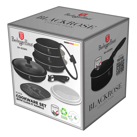  BH/8258N, BH/8258, juego de utensilios de cocina de 10 piezas, negro, oro rosa, juego de utensilios de cocina de 10 piezas, mango de clic, utensilios de cocina inteligentes, juego de utensilios de cocina, ollas y sartenes, juego de ollas y sartenes, juego, clic, cocina, utensilios de cocina, ollas y cacerolas