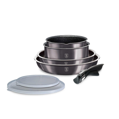  BH/8271BD, juego de utensilios de cocina de 7 piezas, gris oscuro, juego de utensilios de cocina de 7 piezas, mango de clic, utensilios de cocina inteligentes, juego de utensilios de cocina, ollas y sartenes, juego de ollas y sartenes, juego, clic, cocina, utensilios de cocina, ollas y cacerolas