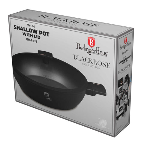  BH/8278, Olla baja con tapa de 30 cm, Negro, Oro rosa, Olla baja de 30 cm, Olla baja, Olla baja con tapa, Olla, Utensilios de cocina, Cocina, Ollas y cazuelas