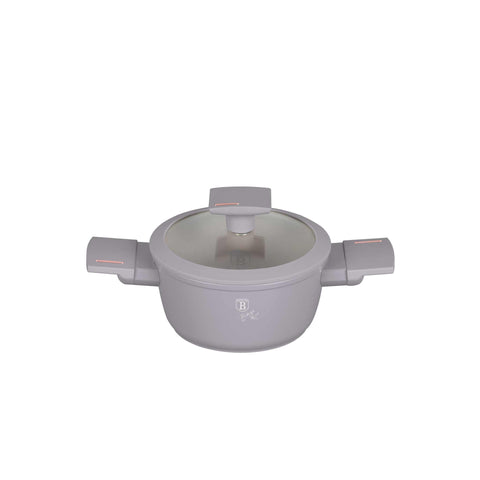 Product image of Mini casserole with lid for kids 14cm. Part of the Taupe Collection . Features: • Material: forged aluminum with non-stick titanPro coating • Casserole with lid Ø14*7 cm 0,7L • Color: matt taupe REGISTERED DESIGN BY BERLINGER H.... (Studio view). Official Berlinger Haus product, boosted by Promintra sl.