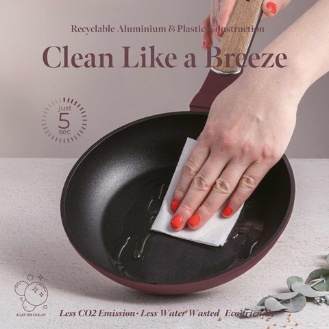  BH/8288, Sartén 20cm, Burdeos Mate, Madera, Sartén 20 cm, Nuevo diseño de mango, Sartén, Utensilios de cocina, Cocina