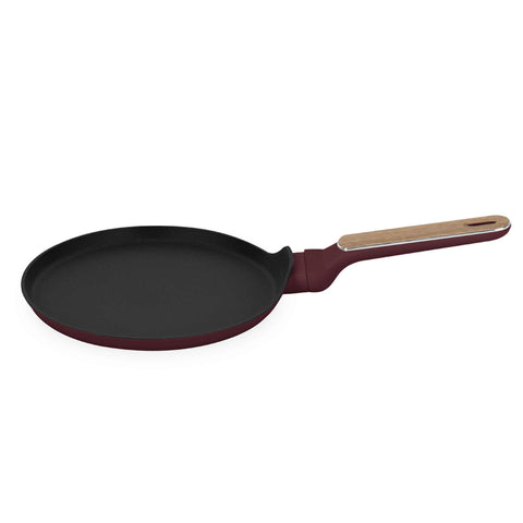  BH/8291, Sartén para panqueques de 25 cm, Burdeos mate, Madera, Sartén para panqueques de 25 cm, Nuevo diseño de mango, Sartén para panqueques, Utensilios de cocina, Cocina
