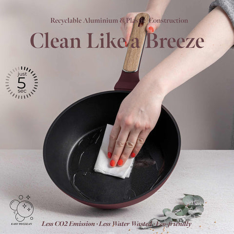  BH/8295, Sartén honda con tapa 24cm, Burdeos mate, Madera, Sartén honda 24 cm, Nuevo diseño de mango, Sartén, Sartén honda, Sartén honda con tapa, Sartén, Batería de cocina, Cocina, Sartenes