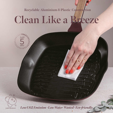  BH/8297, Sartén grill 28cm, Burdeos mate, Madera, Sartén grill 28cm, Nuevo diseño de mango, Sartén, Sartén, Sartén grill, Batería de cocina, Cocina