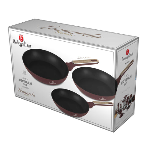  BH/8303, juego de 3 sartenes, burdeos mate, madera, juego de 3 sartenes a., nuevo diseño de mango, sartén, juego de sartenes, sartén, juego de sartenes, utensilios de cocina, cocina, sartenes, juego de sartenes