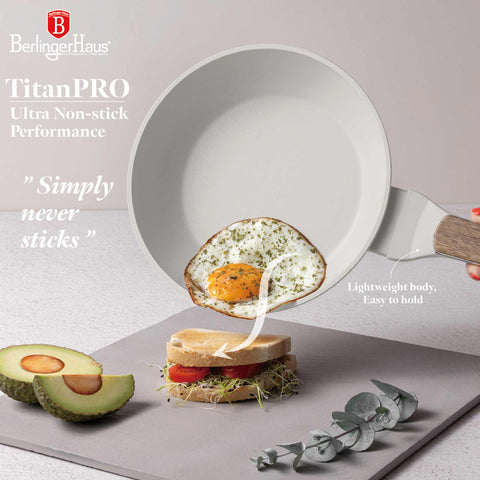  BH/8307, Sartén de 20 cm, Crema Mate, Madera, Sartén de 20 cm, Nuevo diseño de mango, Sartén, Utensilios de cocina, Cocina, Sartenes