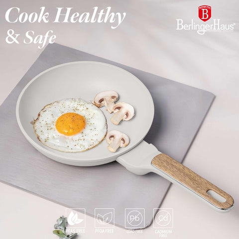  BH/8307, Sartén de 20 cm, Crema Mate, Madera, Sartén de 20 cm, Nuevo diseño de mango, Sartén, Utensilios de cocina, Cocina, Sartenes