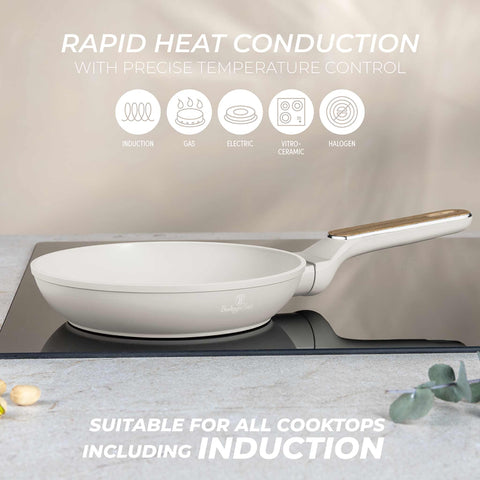  BH/8307, Sartén de 20 cm, Crema Mate, Madera, Sartén de 20 cm, Nuevo diseño de mango, Sartén, Utensilios de cocina, Cocina, Sartenes