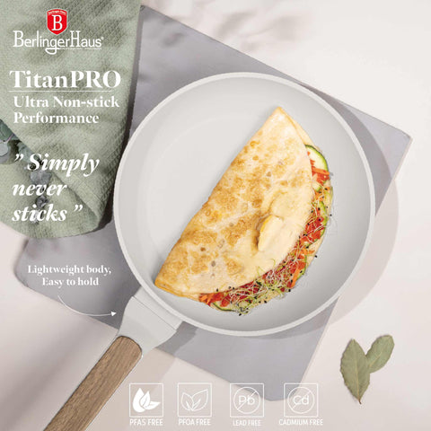  BH/8308, Sartén 24cm, Crema Mate, Madera, Sartén 24cm, Nuevo diseño de mango, Sartén, Utensilios de cocina, Cocina, Sartenes