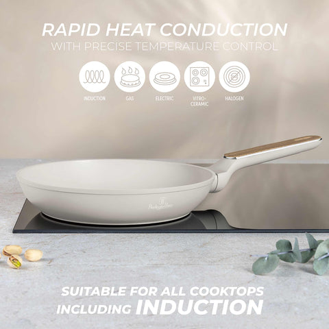  BH/8308, Sartén 24cm, Crema Mate, Madera, Sartén 24cm, Nuevo diseño de mango, Sartén, Utensilios de cocina, Cocina, Sartenes