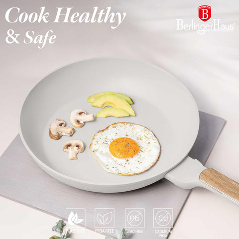  BH/8309, Sartén de 28 cm, Crema Mate, Madera, Sartén de 28 cm, Nuevo diseño de mango, Sartén, Utensilios de cocina, Cocina, Sartenes