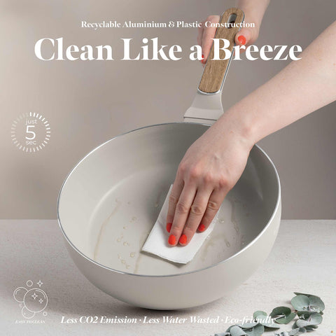  BH/8313, Sartén plegable de 26 cm, color crema mate, madera, sartén plegable de 26 cm, nuevo diseño de mango, sartén, sartén plegable, sartén, utensilios de cocina, cocina