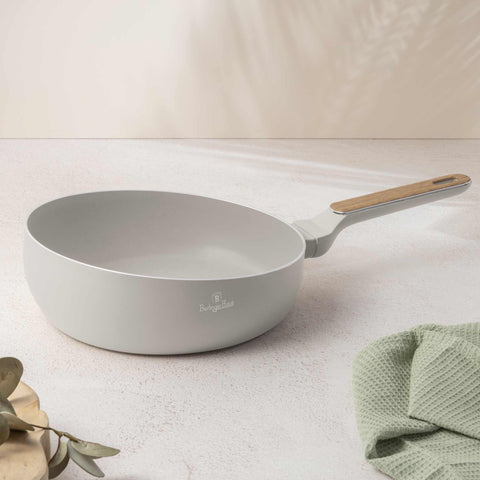  BH/8313, Sartén plegable de 26 cm, color crema mate, madera, sartén plegable de 26 cm, nuevo diseño de mango, sartén, sartén plegable, sartén, utensilios de cocina, cocina