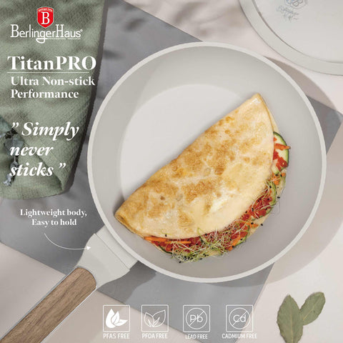  BH/8314, Sartén honda con tapa 24cm, Crema Mate, Madera, Sartén honda 24 cm, Nuevo diseño de mango, Sartén, Sartén honda, Sartén honda con tapa, Sartén, Batería de cocina, Cocina, Sartenes