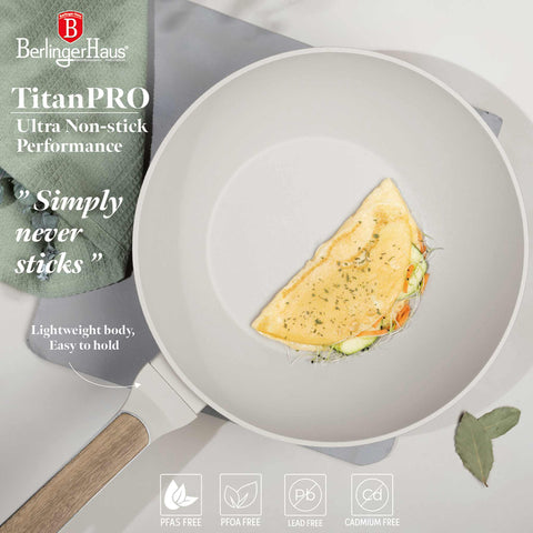 BH/8315, Wok 28cm, Crema Mate, Madera, Wok 28 cm, Nuevo diseño de mango, Wok, Batería de cocina, Cocina, Sartenes