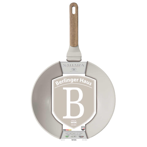  BH/8315, Wok 28cm, Crema Mate, Madera, Wok 28 cm, Nuevo diseño de mango, Wok, Batería de cocina, Cocina, Sartenes