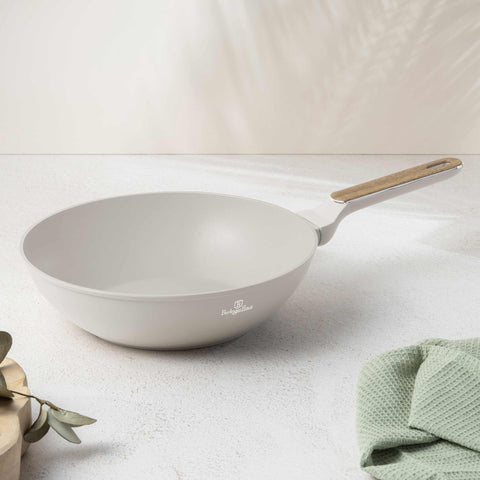  BH/8315, Wok 28cm, Crema Mate, Madera, Wok 28 cm, Nuevo diseño de mango, Wok, Batería de cocina, Cocina, Sartenes
