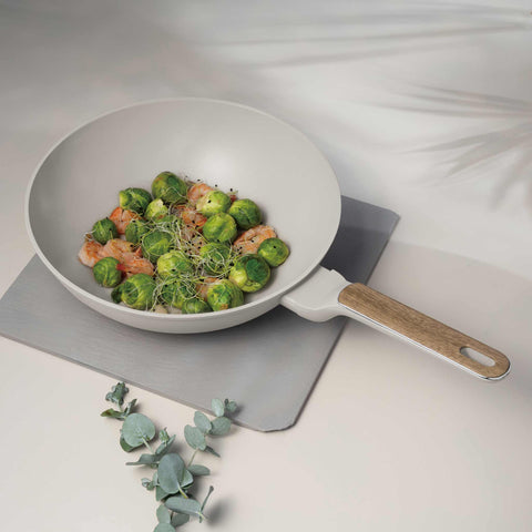  BH/8315, Wok 28cm, Crema Mate, Madera, Wok 28 cm, Nuevo diseño de mango, Wok, Batería de cocina, Cocina, Sartenes