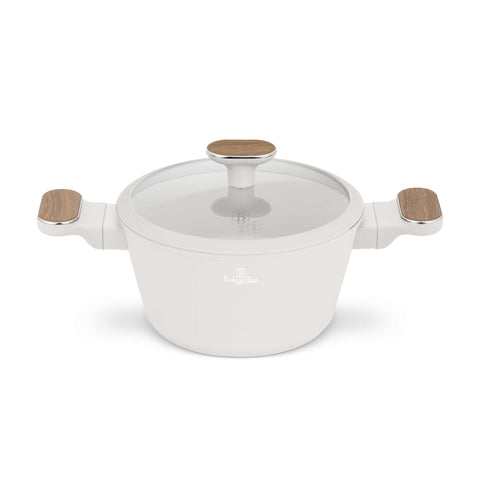  BH/8319, Cacerola con tapa 20cm, Crema Mate, Madera, Cacerola 20 cm, Nuevo diseño de mango, Cacerola, Olla, Cacerola con tapa, Batería de cocina, Cocina, Ollas y cazuelas