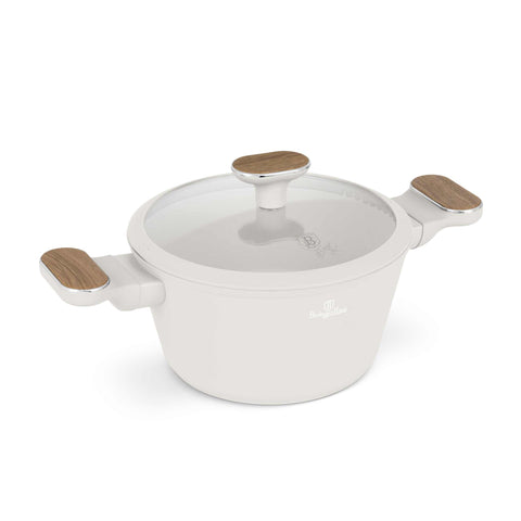  BH/8319, Cacerola con tapa 20cm, Crema Mate, Madera, Cacerola 20 cm, Nuevo diseño de mango, Cacerola, Olla, Cacerola con tapa, Batería de cocina, Cocina, Ollas y cazuelas