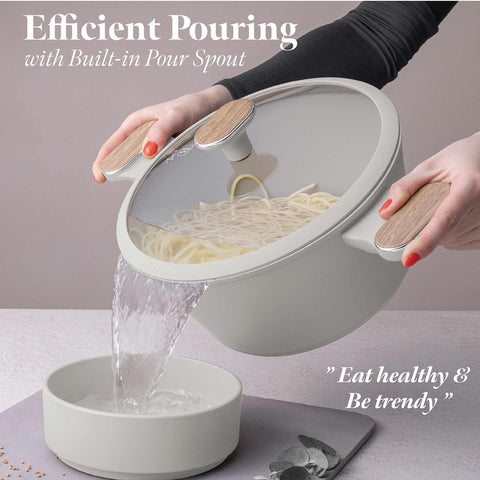  BH/8320, Cacerola con tapa 24cm, Crema Mate, Madera, Cacerola 24 cm, Nuevo diseño de mango, Cacerola, Olla, Cacerola con tapa, Batería de cocina, Cocina, Ollas y cazuelas